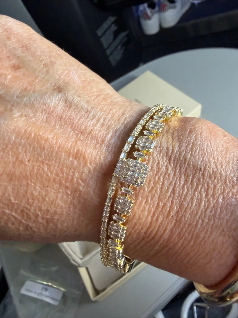 Freida Rothman Gold Crystal Tennis Bracelet new